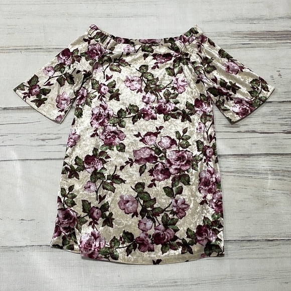 Oddy Dreamy Creamy Floral Print Off Shoulder Dress NWT Short Sleeve Medium M - Picture 11 of 16